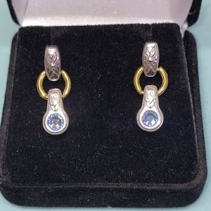 *Retired* Brighton~Celestial Blue Crystal Dangle Pierced Earrings